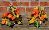 CASA - POOADOR SONNENBLUME 2 x künstliche Gestecke Gelb Orange Kunstblumen Gerbera 25 cm Herbst