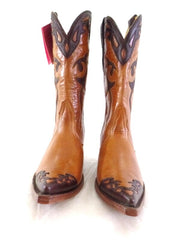 Westernstiefel 36 Natura Cafe Cowboystiefel Leder spitz Applikationen Rudel