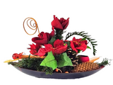 CASA - POADOR WEIHNACHTSGESTECK Schale rot orange Amaryllis W-Sterne künstlich Deko