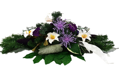 Grabschmuck Beerdigung Exoten Lila Rosa künstliche Blumen Totensonntag Friedhof