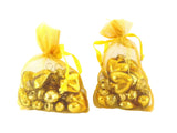 HERZ AUGHÄNGER 24 Stück Goldfarbig 4,5 cm x 3,5 cm mit Öse aufhängen 2 Säckchen