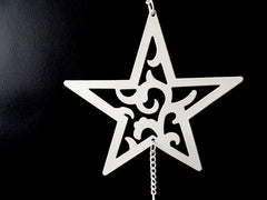 Teelichthalter Weiß Stern Ornamentik Metall Milchglas 82 cm L Fensterhänger Dek