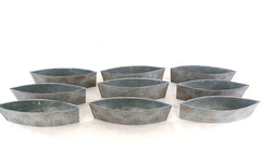 9 Metallgefäße Schiffchen Ellipsenform 30 x 8 x 6,5 blau grau Blumengefäß