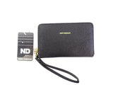 GELDBÖRSE PORTMONAIE Wallet Schwarz Etui New Design Querformat Fee Anhänger