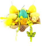 OSTER EIER KERZEN 3 er Set Wabe Gelb Türkis Eierkerzen Ostern Deko Geschenk