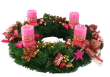 CASA - POADOR ADVENTSKRANZ Rosa Pink Bourdaux künstliche Tanne 45 cm Kerzen Kugeln Sterne