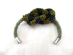 Fashion Jewelry Grün Olivgrün Armband Modeschmuck Magnetverschlus PerlenKnoten