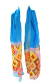 SCHAL TUCH HELLBLAU Bunt transparent 100 x 60 cm 100 % Polyester Rauten