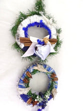 Wandkranz Türkranz Blau Silber Herz Stern künstlich Sterne Tannenbäume Dekoratio