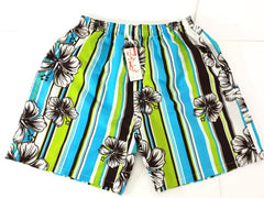 Short Badehose Badeshorts M / L Lotus Shorts geblümt gestreift Grün Blau Braun