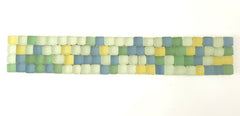 BORDÜRE Glasmosaik Mix hellblau gelb grün milchig matt Borde 1 Streifen unregelm