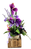 CASA - POADOR GESTECK Kunstblumen Lila in Holzkästchen Blume Geschenk