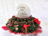 Grabschmuck Exoten Mix Rot Natur gefärbt Kugel Kranz Allerheiligen Totensonntag