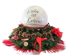 CASA - POADOR Grabschmuck Exoten Mix Rot Natur Kugel Allerheiligen Totensonntag