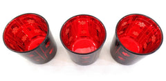 3 Teelichthalter Windlicht Gläser Rot Schneeflocke verspiegelt 8 cm H 7,5 cm D.