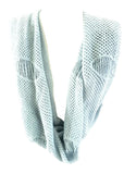 SCHAL RUNDSCHAL BLAU GRAU Loop Wickelschal gestrickt Lochmuster 100% Arcylic