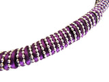 HALSKETTE COLLIER 16 cm D. Band Bourdaux Knoten silber / bordauxfarbene Perlen