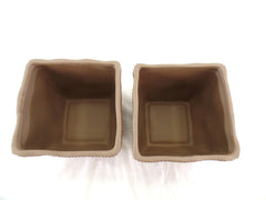 Töpfe 2 Übertöpfe 13 cm Hoch hellbraun quadratisch Pflanzen Dekoration