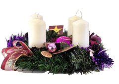 Casa - Poador Adventskranz Rosa Lila Bourdaux künstliche Tanne 25 cm Kerzen 8055