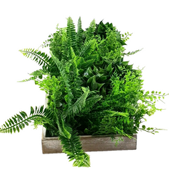 Wandbild Wand Deko Rahmen mit künstlichen Blumen Farn Dekoration