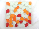 BORDÜRE Glasmosaik Roma/M Polygonal Soft Glas milchig Orange Rot 1x Quadrat matt
