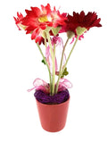 CASA - POADOR TOPFBLUME Gerbera Rosa Pink Kunstblumen Keramikgefäß rund Dekoration