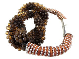 FASHION JEWELRY ARMBAND braun Modeschmuck Magnetverschluss Perlen Knoten