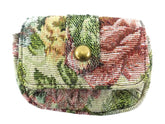 Geldbörse Beige Portmonaie Wallet Etui fortlaufendes Blumenmuster Magnetversch