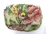 Geldbörse Beige Portmonaie Wallet Etui fortlaufendes Blumenmuster Magnetversch