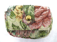 Geldbörse Beige Portmonaie Wallet Etui fortlaufendes Blumenmuster Magnetversch