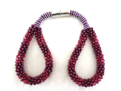 Fashion Jewelry Armband Bordeaux Modeschmuck Magnetverschluss Perlen Knoten