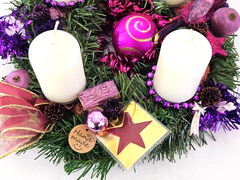 Casa - Poador Adventskranz Rosa Lila Bourdaux künstliche Tanne 25 cm Kerzen 8055