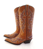 Westernstiefel 38 Hellbraun Lane Cowboystiefel Echt Leder spitz Applikationen