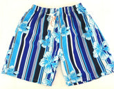 Badehose Badeshorts L / XL Blautöne Mix Lotus Shorts geblümt gestreift Freizeit