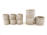 Töpfe Beton grau mit weißem Herz 6 klein 8 cm D. Varianten 3 groß 11 cm D