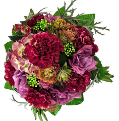 Strauß künstlich Rosa Pink Grün Kunstblumen 30 cm Lang 30 D rund