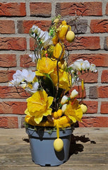 Casa-Poador Ostergesteck Kunststoff Topf Osterglocken Kunstblumen Frühling Deko