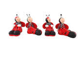 Marienkäfer Set 4 Stück 2 Jungen 2 Mädchen sitzend Keramik Ton Rot Schwarz 5 cm