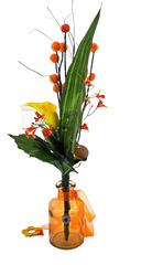 Glasvase als Wandhalter mit Strauß Kunstblumen Calla Rose Dekoration Geschenk