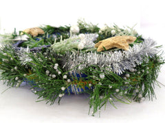 Türkranz Wandkranz Blau Silber Stern künstlich 25 cm Sterne Tannenbäume