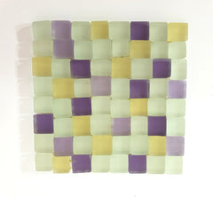 BORDÜRE Glasmosaik Weiß Creme Flieder matt Borde 1 x Quadrat unregelmäßig Deko