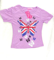 Mädchen T-Shirt Lila Größe 8 Kinder kurzarm Shirt Schmetterling