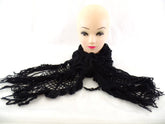 Schal Strick - Häckelschal Schwarz 170 x 25 cm 100 % Acrylic Antonio Rüschen