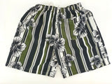 Shorts Badehose M/L Bermudas Lotus geblümt gestreift Schwarz Grün Weiß