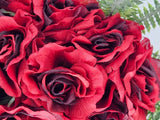 CASA - POADOR GRABSCHMUCK Herz rote Rosen Kunstblumen Natur Friedhof