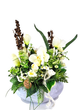 Casa-Poador Herzgesteck künstlich Beton Weiß Creme Grau Kunstblumen 20 cm H Herz