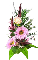 Casa-Poador künstliches Blumengesteck Rosa Gerbera Rosen Frühling