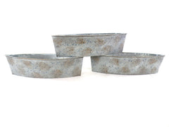 9 Metallgefäße Schiffchen Ellipsenform 30 x 8 x 6,5 blau grau Blumengefäß