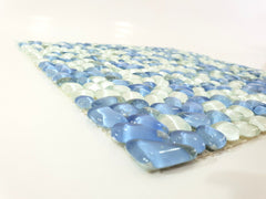 CASA-POADOR Mosaik Fliesenmatte Polygonal weiß hellblau glänzend