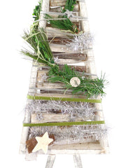 Holz Tannenbaum Weiß künstliche Accessoires silberfarbene Sterne Deko Weihnacht